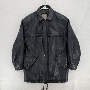 Leather Jacket Men Small Black Quilted Barn Chore Field Coat Luis Alvear Vintage
